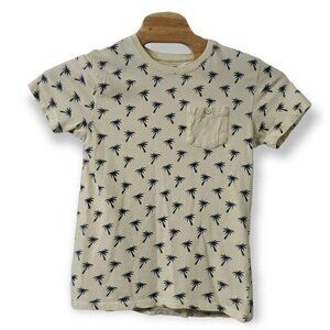 Creative Destruction Palm Tree‎ Mens T Shirt Med Yellow Short Sleeve Pocket Tee